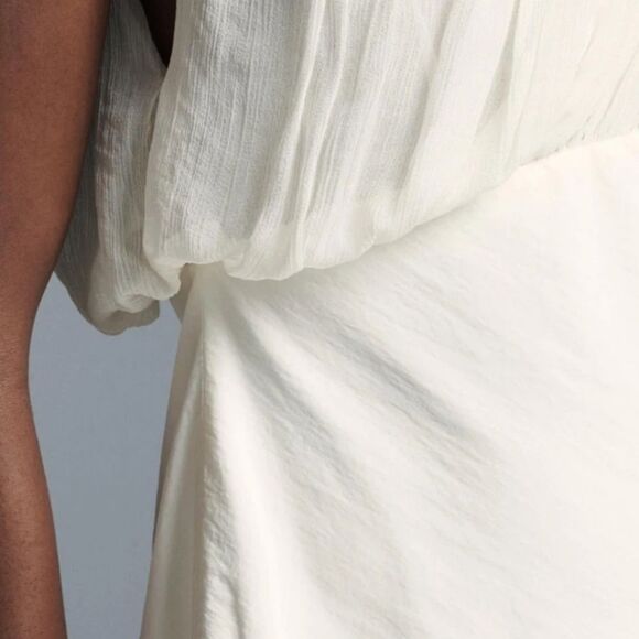 NWT Zara ZW COLLECTION CONTRAST MIDI DRESS Ecru-kk22 - Picture 2 of 4